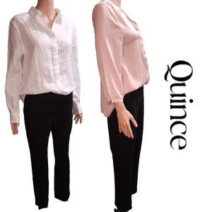 Quince Black Straight Leg Pants Professional Tailored Fit